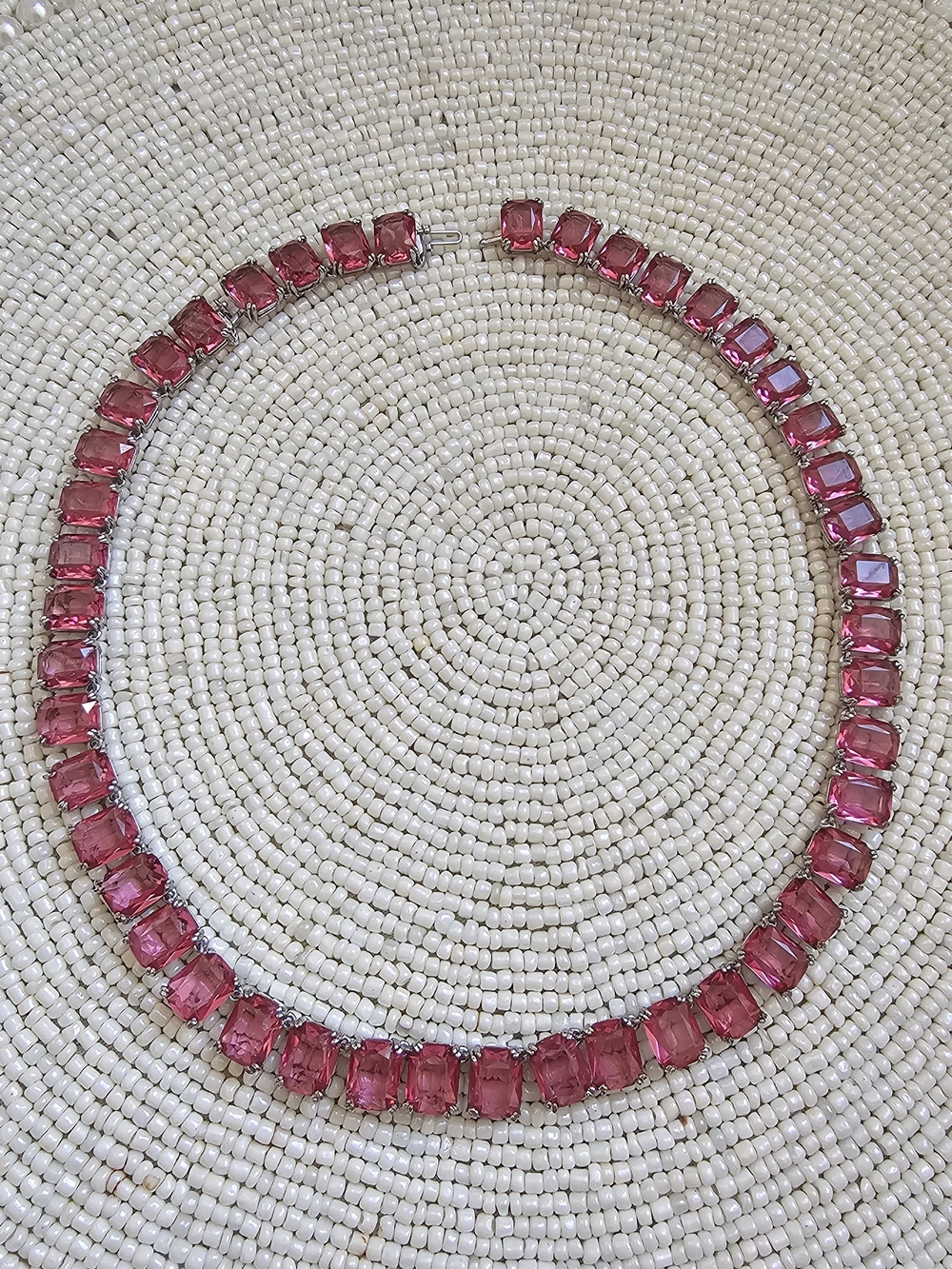 Swarovski Pink Crystal Tennis Necklace